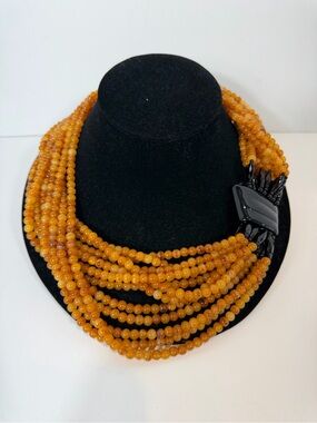 Angela Caputi Giuggiu Italy Amber Resin Multi Strand Statement Necklace